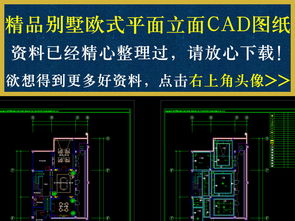 精品別墅歐式平面立面cad圖紙設計平面圖下載 別墅cad圖紙圖片大全 編號 16480238